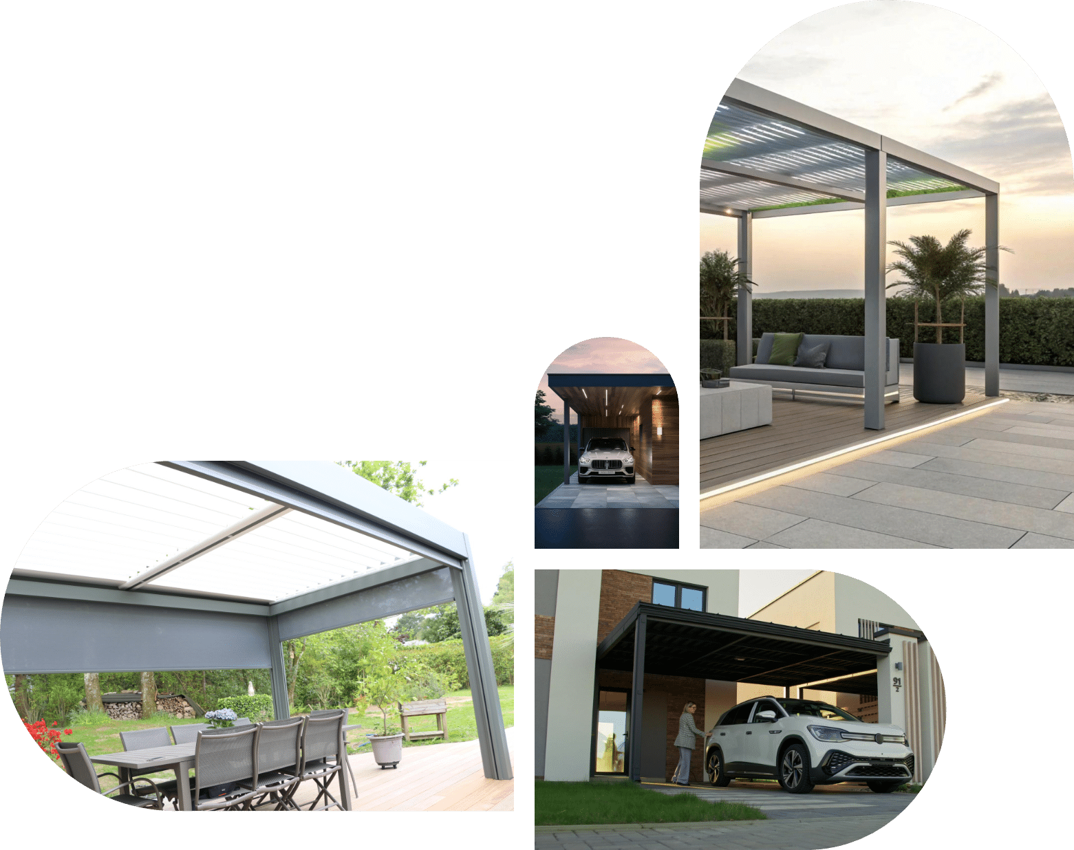 Une série d'images illustrant divers types d'espaces de vie extérieurs