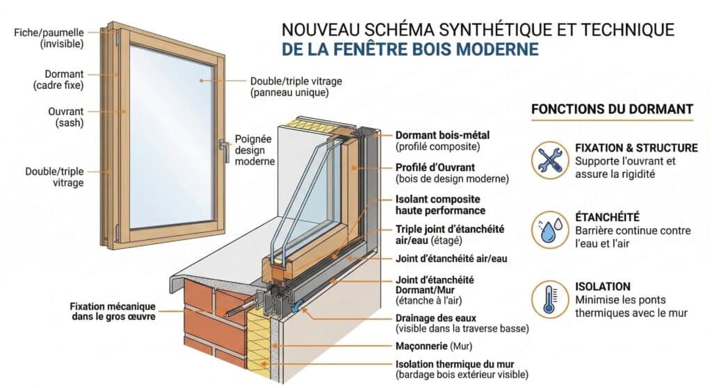 schéma présentant le dormant de fenêtre